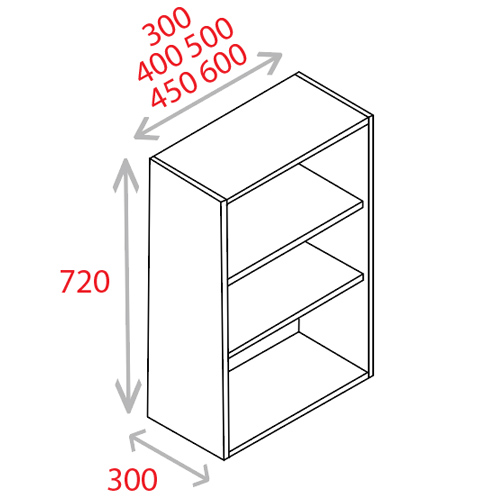 KITCHEN CARCASS 500MM WHITE - Standard Wall Unit