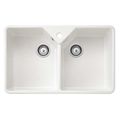 Ceramic Farmhouse Sink White Double Bowl 800mm