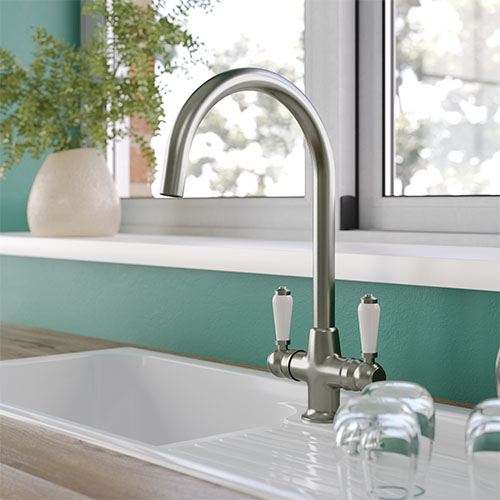 EIRLINE - Eden Dual Lever Kitchen Tap Brushed Chrome
