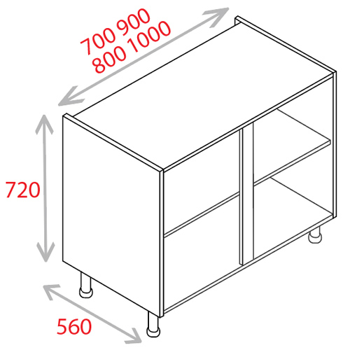 KITCHEN CARCASS 1000MM WHITE - Standard Base Unit