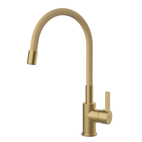 RUBINETA - Flexy Side Lever Flexible Spout Brushed Golg Tap