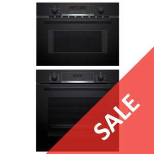 BOSCH - Black Pack Series 4 - Built-in Single Oven HQA534BB3B & Built-in Microwave CMA583MB0B