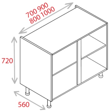 KITCHEN CARCASS 1000MM NATURAL GREY - Standard Base Unit